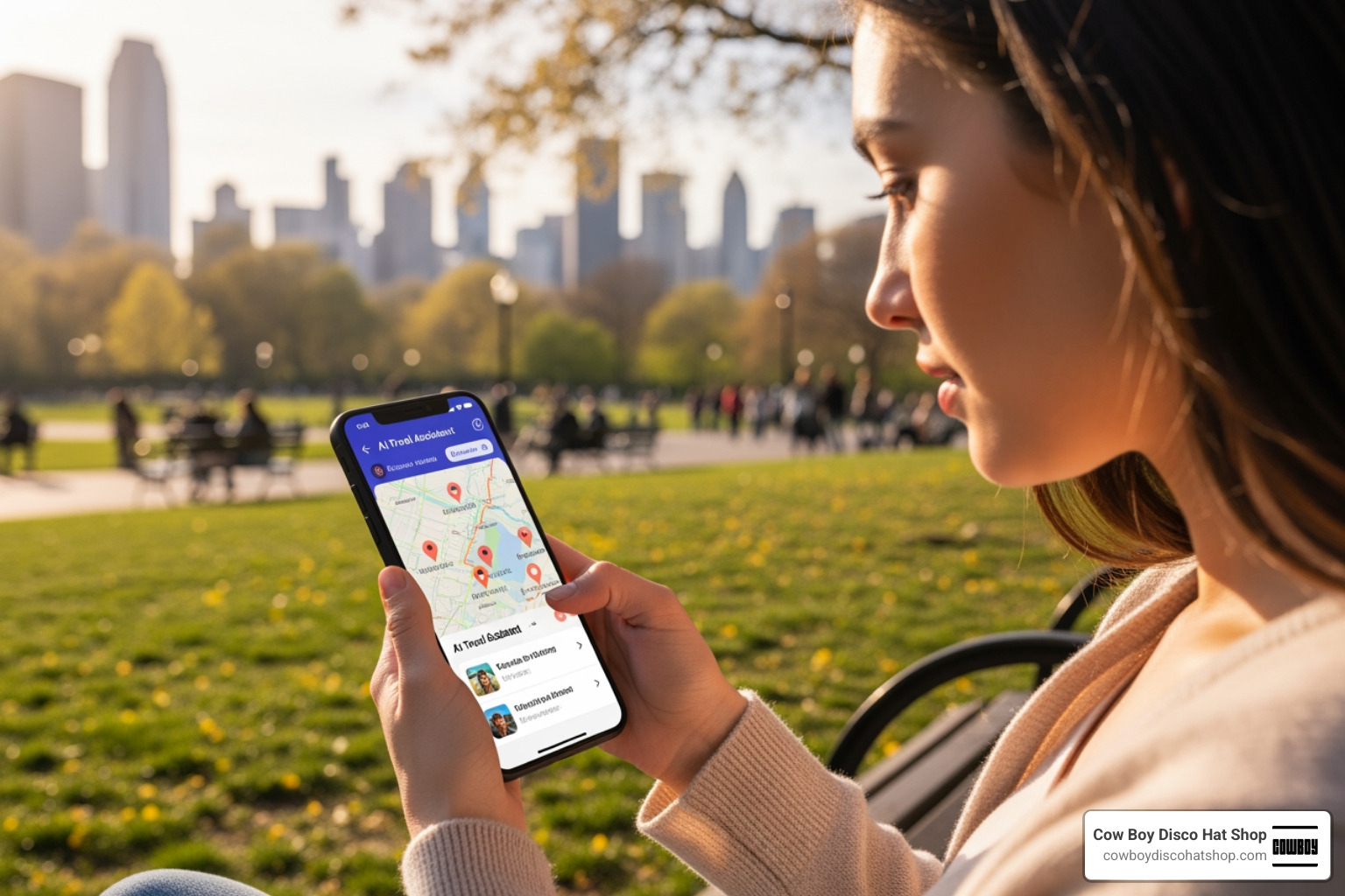 Romie AI assistant helping a traveler plan a trip on a mobile device