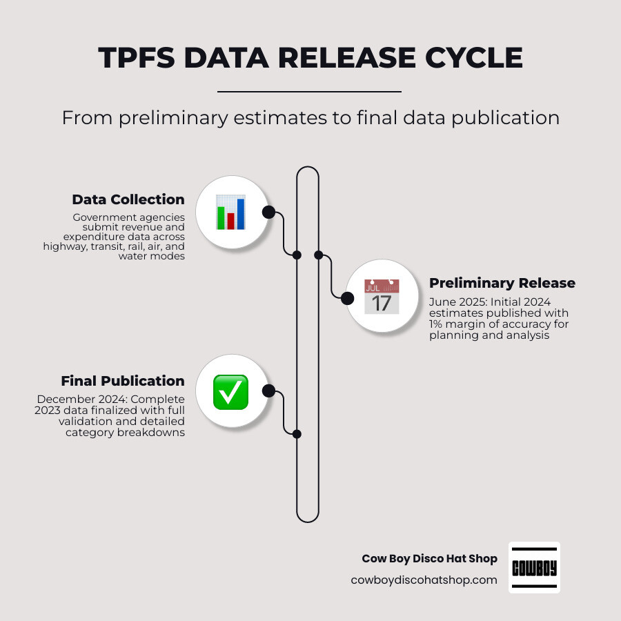 TPFS data release cycle infographic showing June preliminary and December final releases by mode infographic TPFS data release cycle infographic showing June preliminary and December final releases by mode infographic