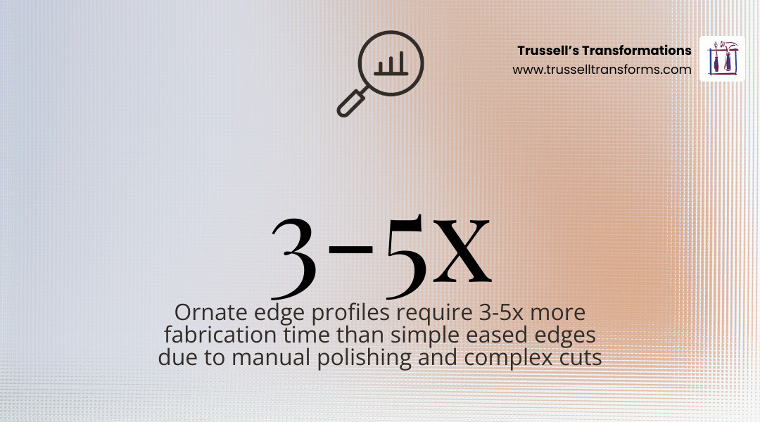 Stat Showing That Ornate Profiles Cost 3-5X More In Fabrication Time Than Simple Profiles Infographic Stat Showing That Ornate Profiles Cost 3-5X More In Fabrication Time Than Simple Profiles Infographic