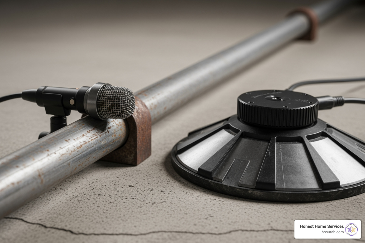 Comparison image of a handheld contact microphone and a large ground sensor known as an elephant foot Comparison image of a handheld contact microphone and a large ground sensor known as an elephant foot