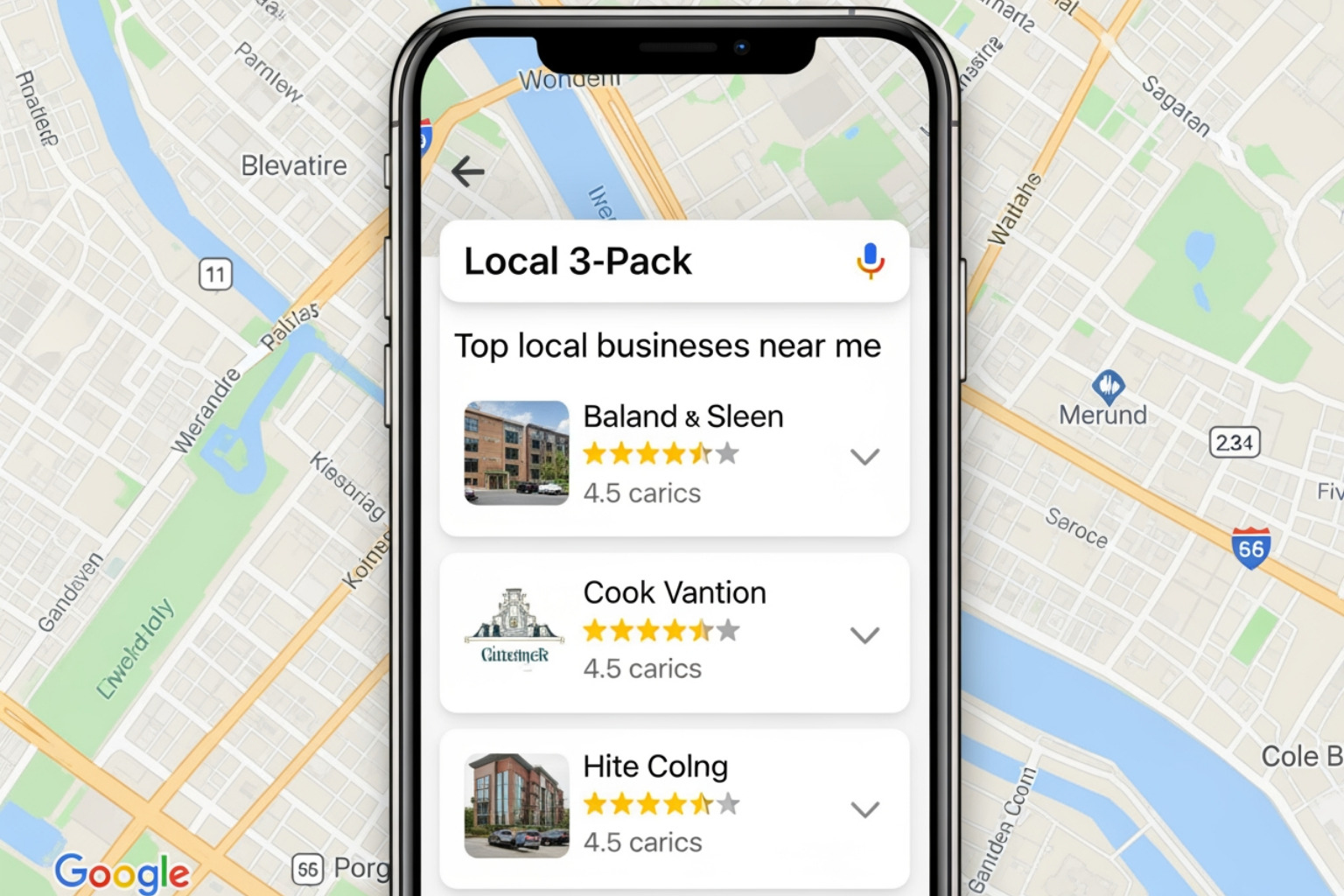 Visual representation of the Google Local 3-Pack showing top local businesses
