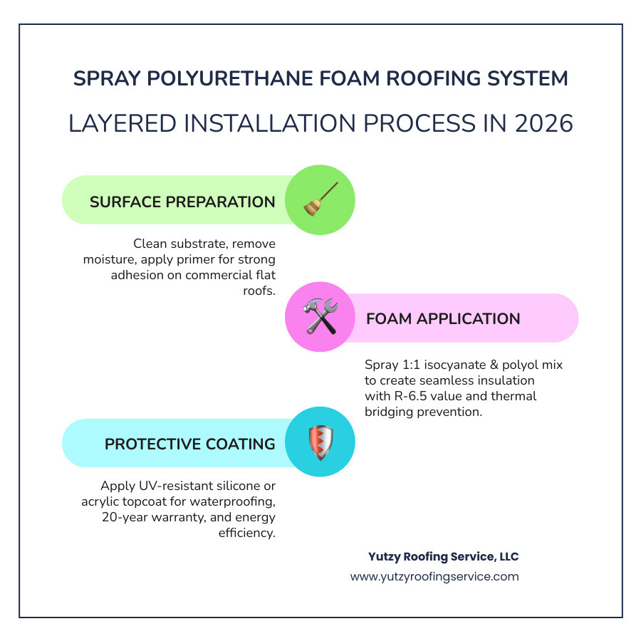Infographic showing spray polyurethane foam roofing system layers and cost ranges infographic Infographic showing spray polyurethane foam roofing system layers and cost ranges infographic