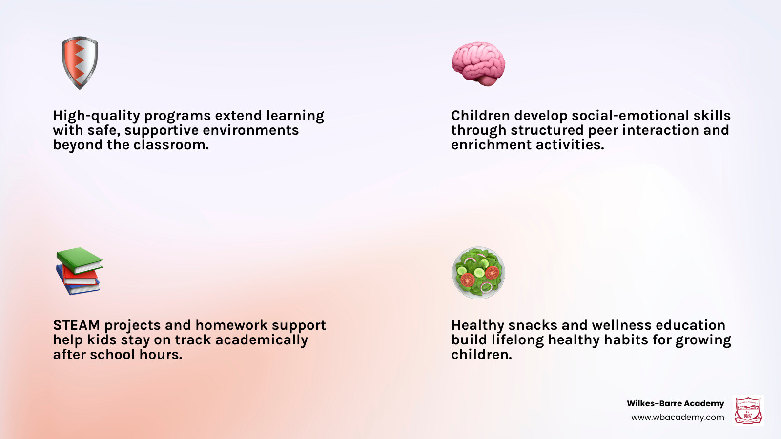 Infographic showing benefits of structured before and after school programs for Wilkes-Barre families infographic Infographic showing benefits of structured before and after school programs for Wilkes-Barre families infographic