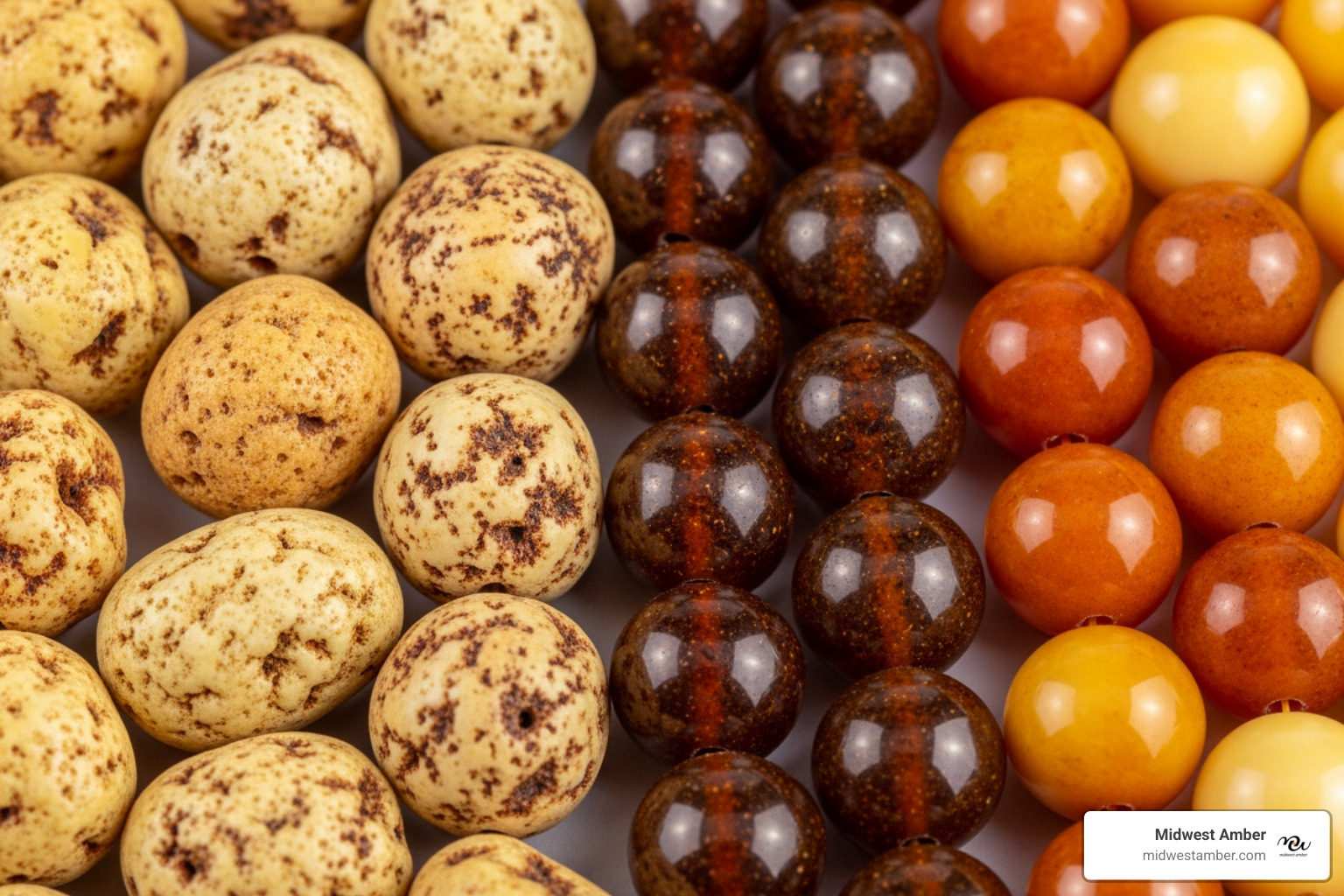Comparison of raw unpolished Baltic amber beads vs polished Baltic amber beads for wellness jewelry