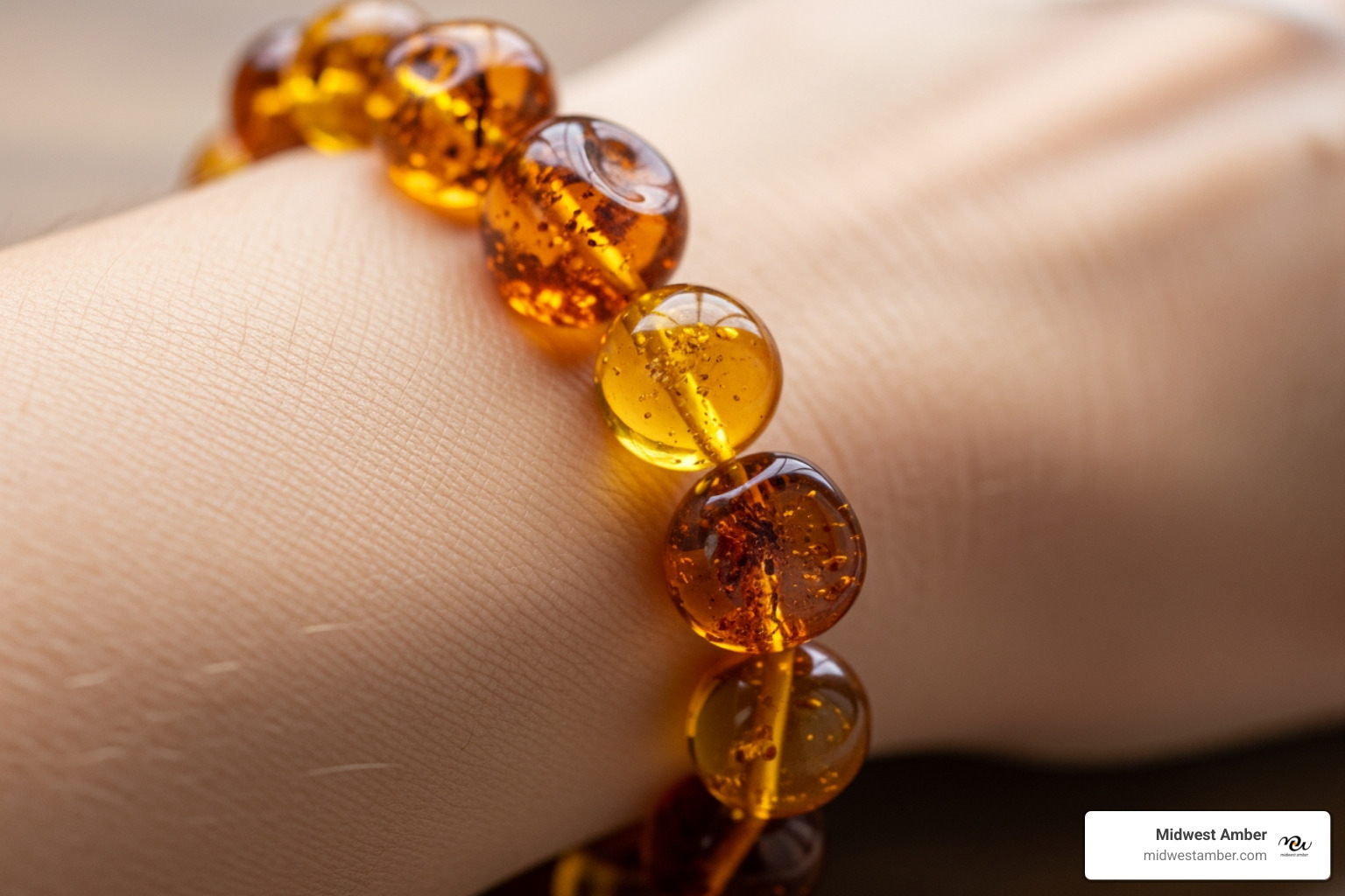 amber bracelet on wrist Baltic amber wellness