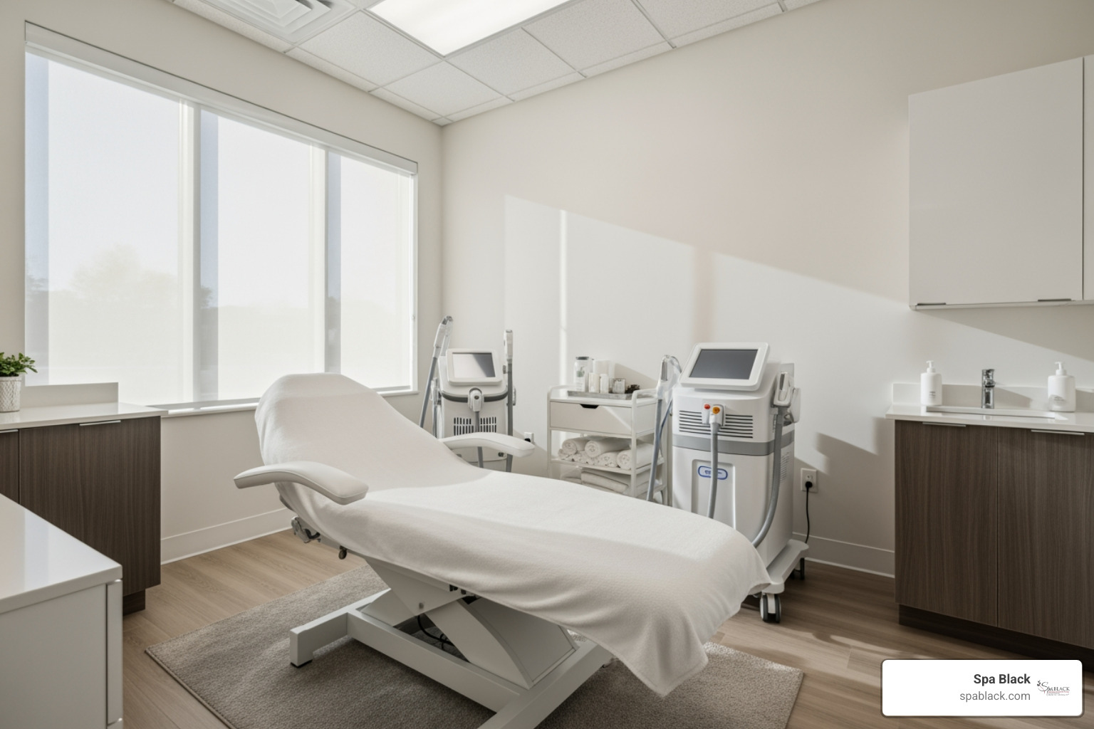 Medical spa facility; Creator: Spa Black; Description: A clean, modern medical spa treatment room in San Antonio; License