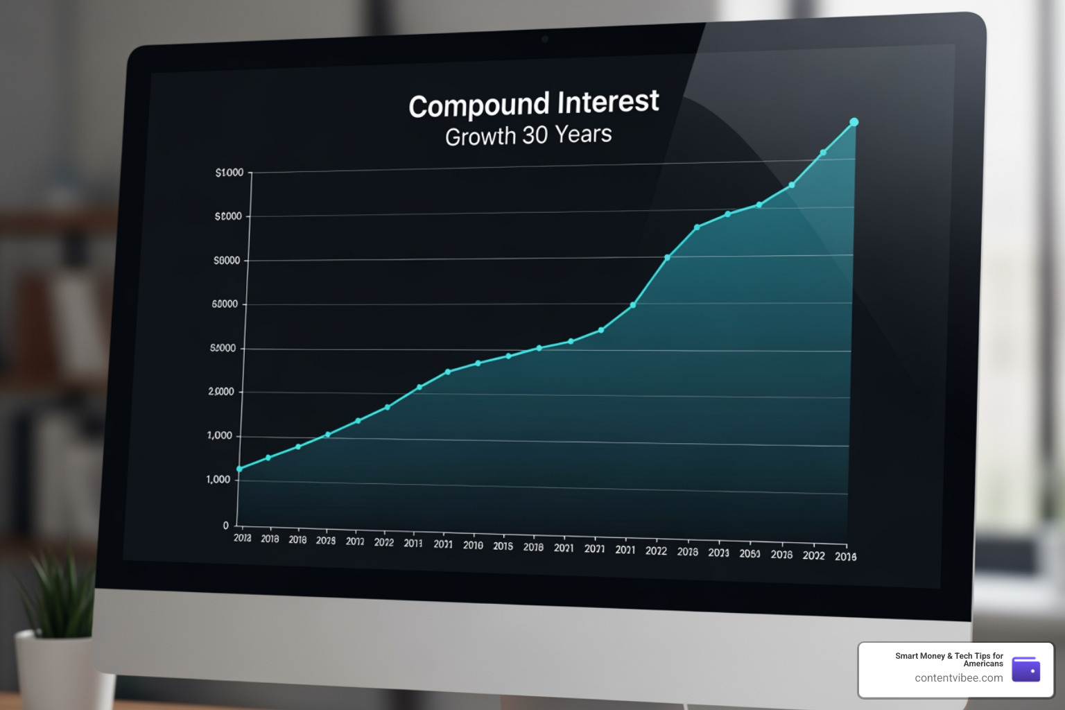 Growth chart showing the power of compound interest over 30 years