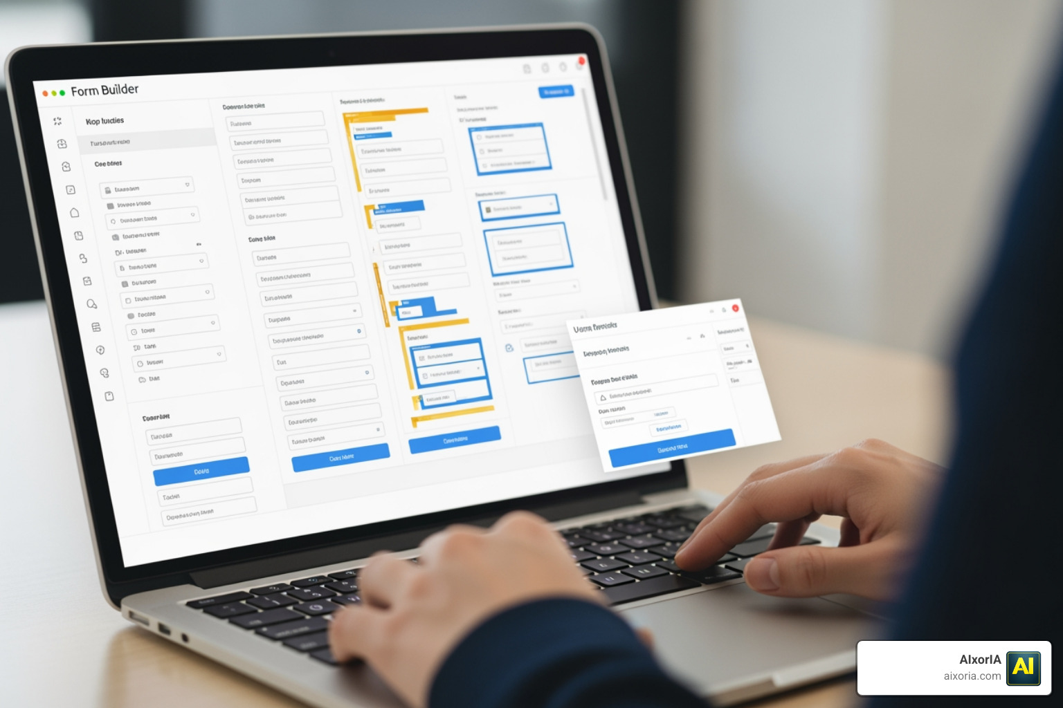A user interacting with a drag-and-drop form builder interface