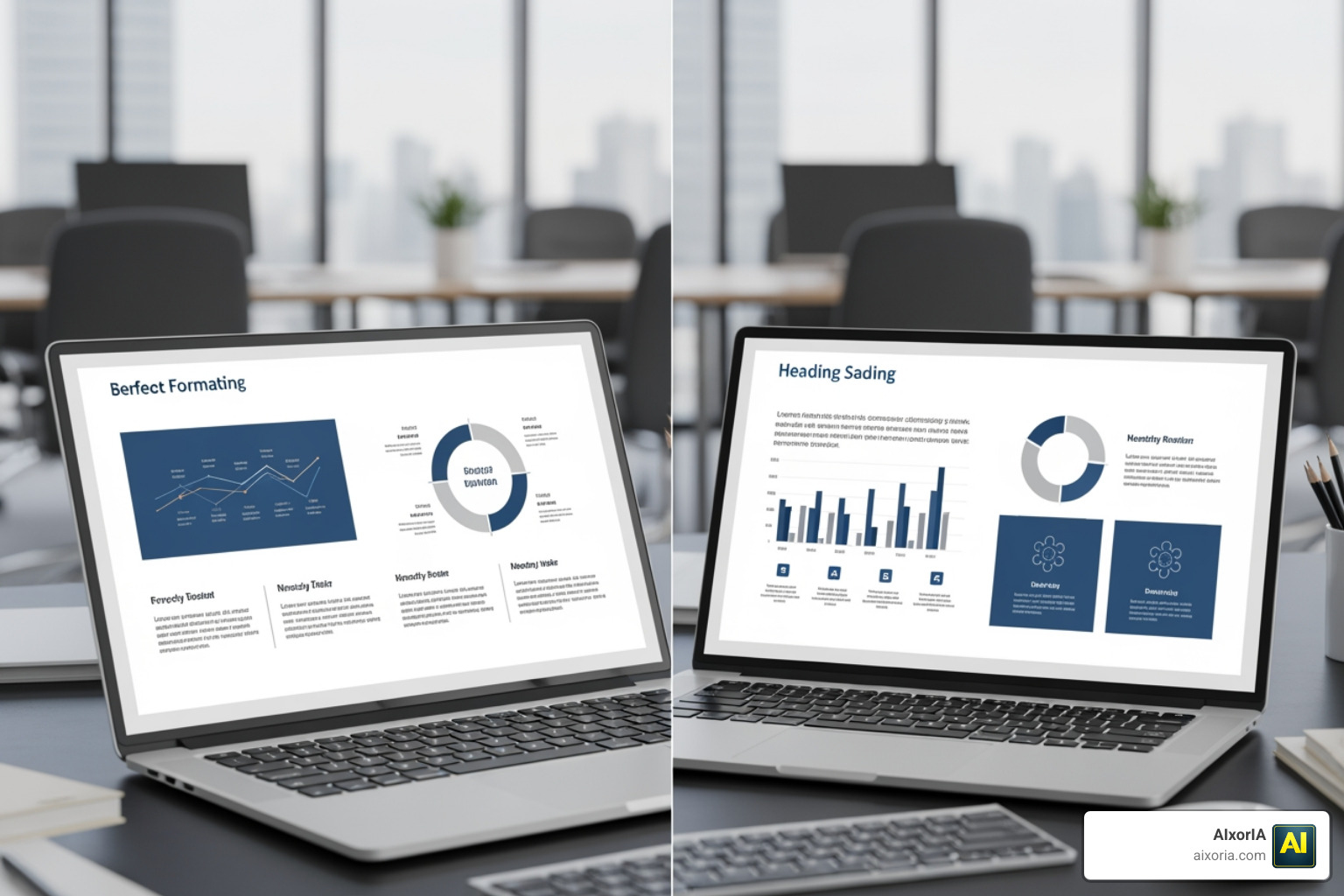 Side-by-side slide quality comparison of AI-generated business decks