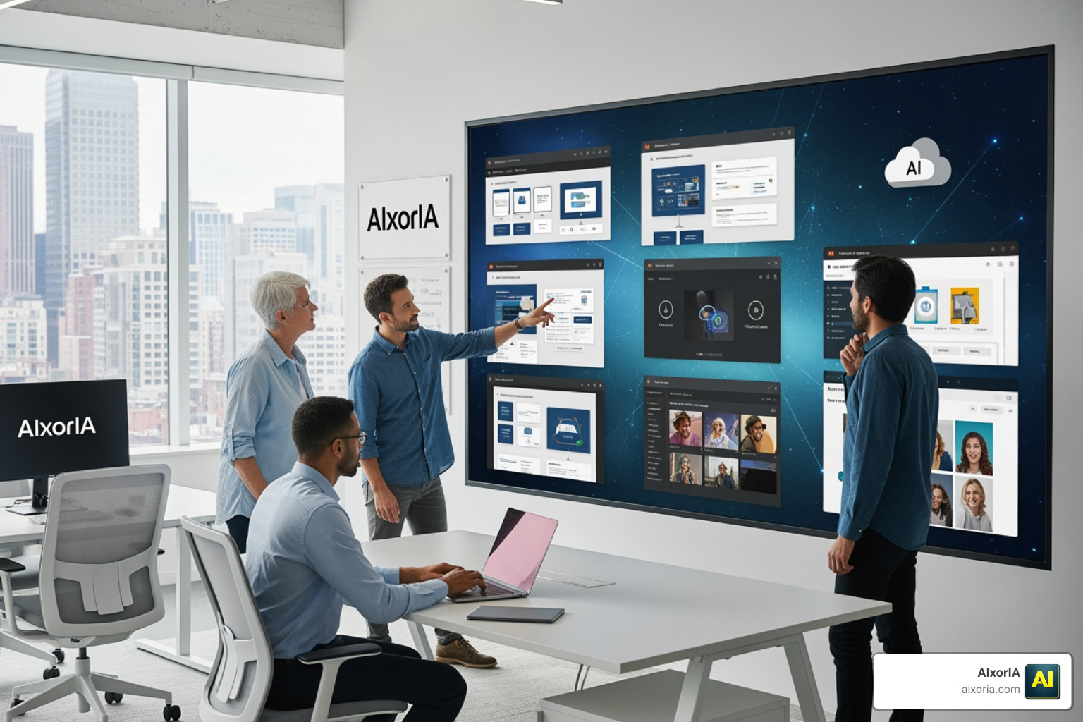 Various AI presentation software categories and cloud-based design interfaces