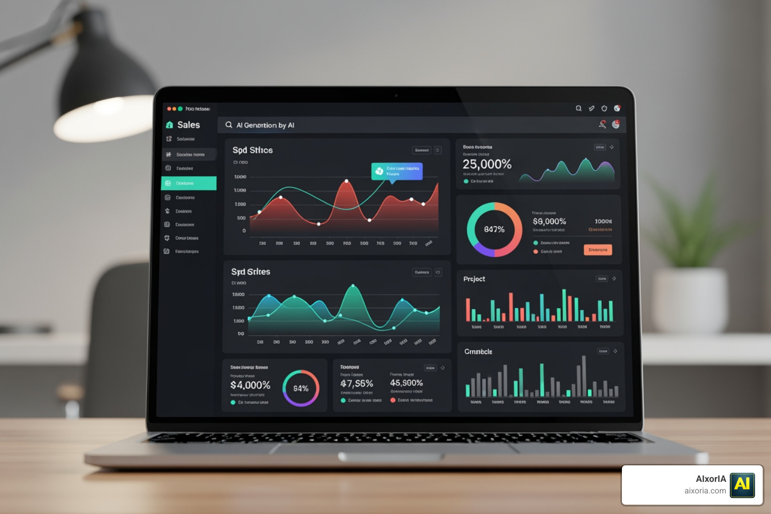 A dashboard showing data visualization charts and graphs being generated by AI