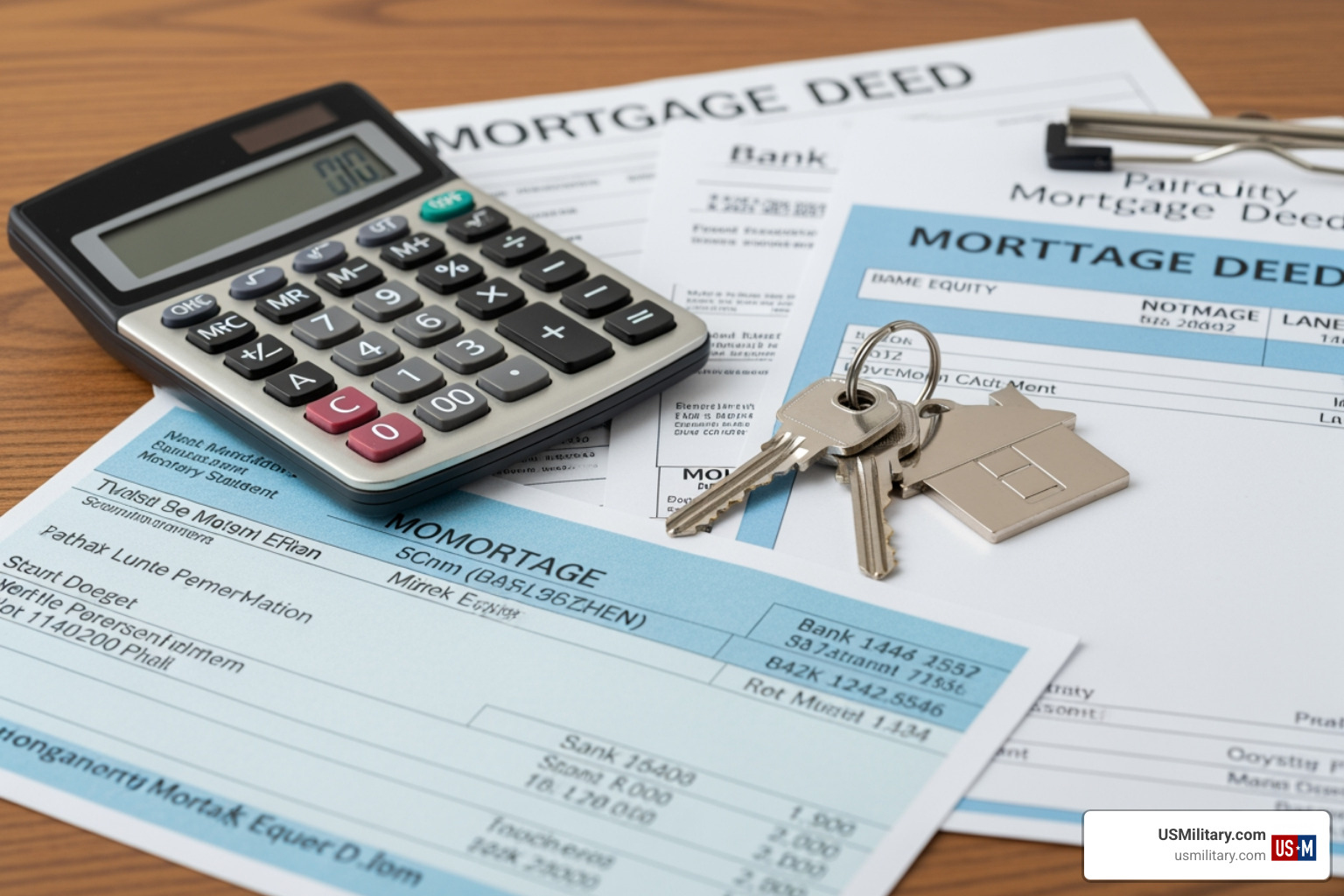 Calculator and house keys on a desk representing the assumption equity gap