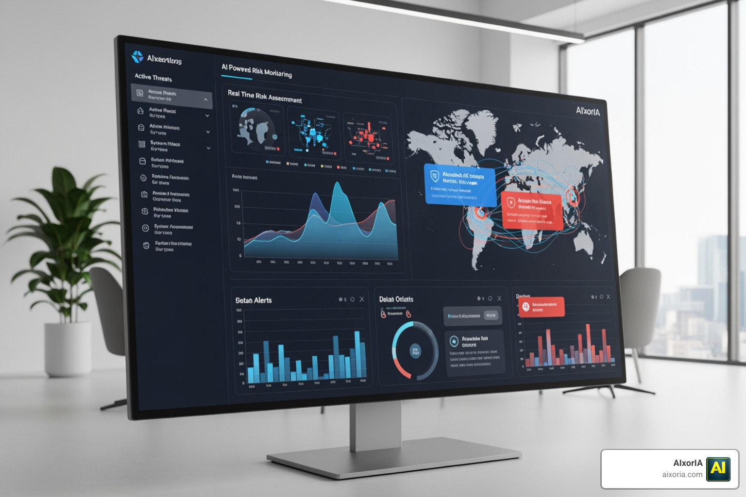 Data security dashboard showing AI monitoring and risk assessment