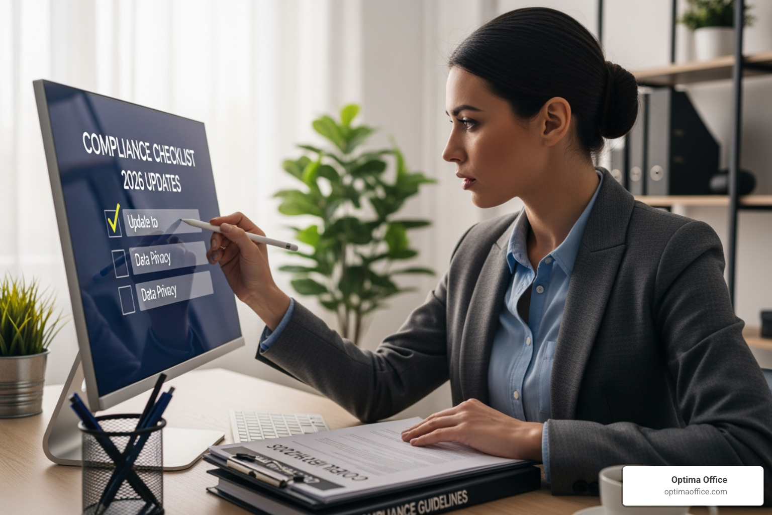 An HR professional reviewing a compliance checklist to ensure all 2026 updates are met An HR professional reviewing a compliance checklist to ensure all 2026 updates are met