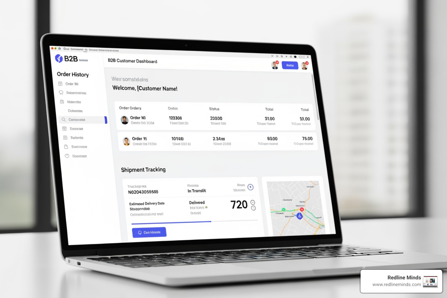 customer dashboard showing order history, tracking, and personalized messages