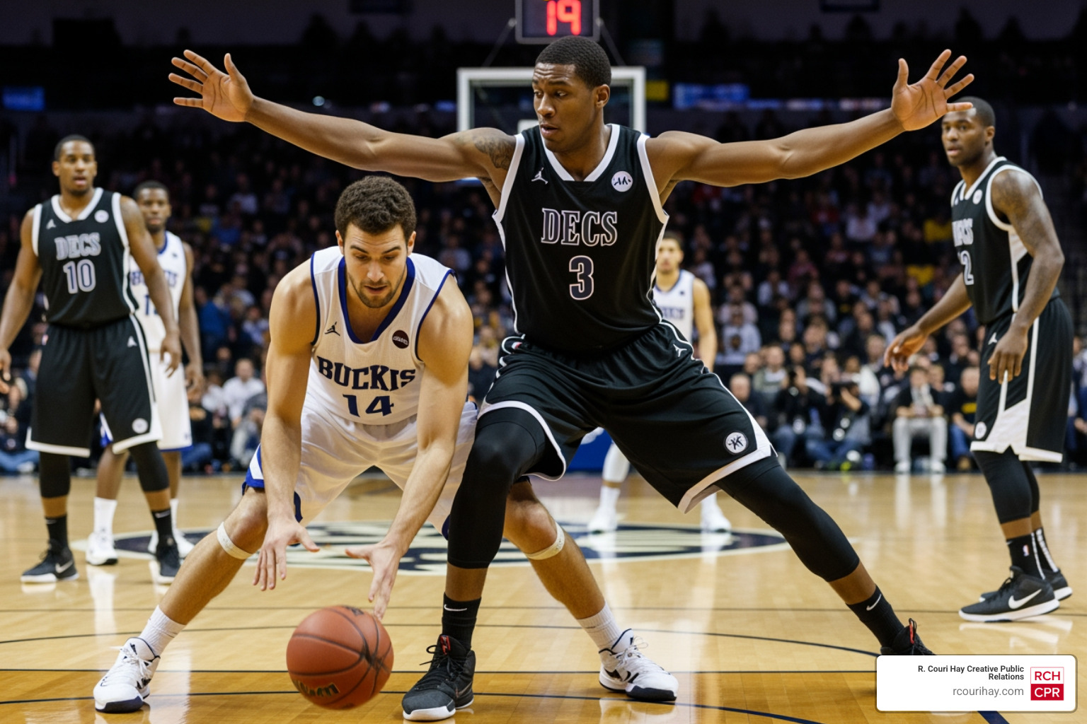 A chart showing the effective field goal percentage and defensive intensity at the perimeter A chart showing the effective field goal percentage and defensive intensity at the perimeter