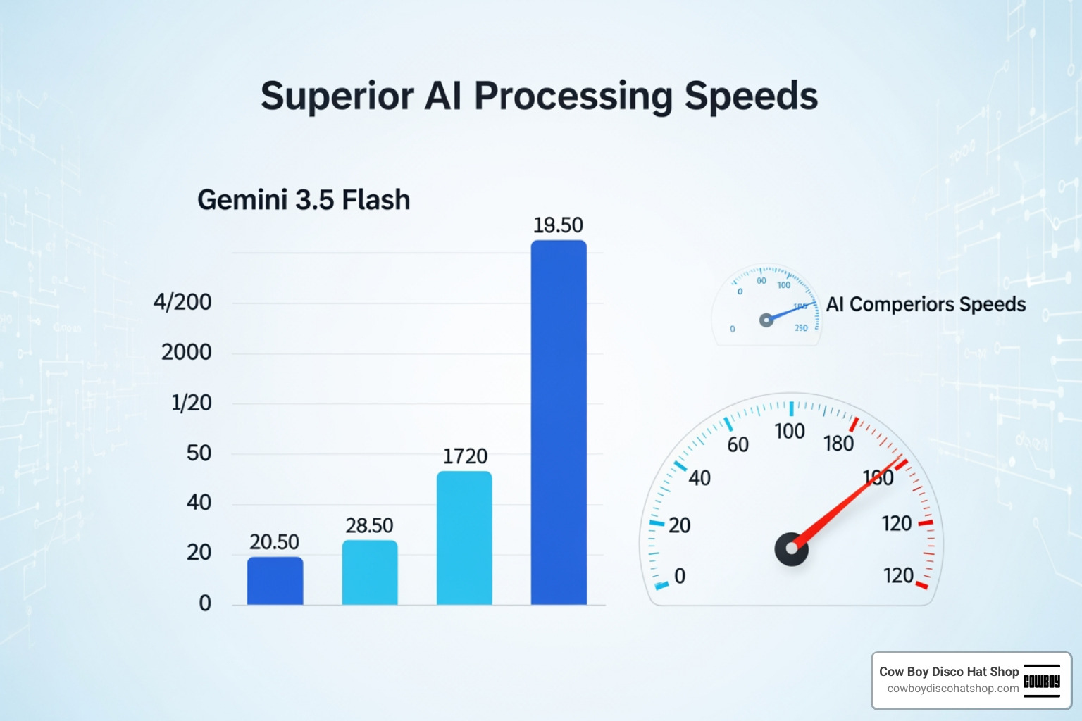 Comparison of AI processing speeds showing Gemini 3.5 Flash outperforming competitors Comparison of AI processing speeds showing Gemini 3.5 Flash outperforming competitors