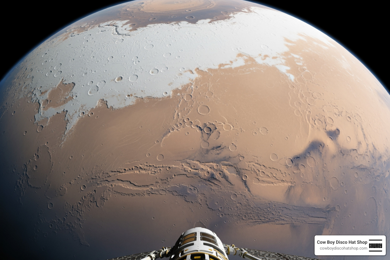 Close-up of Mars south polar cap captured by Psyche spacecraft during 2026 flyby