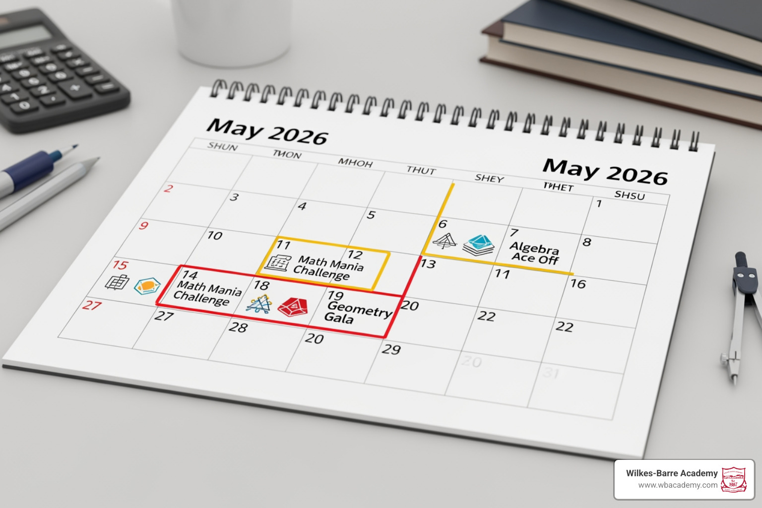 calendar showing math competition dates for May 2026 calendar showing math competition dates for May 2026