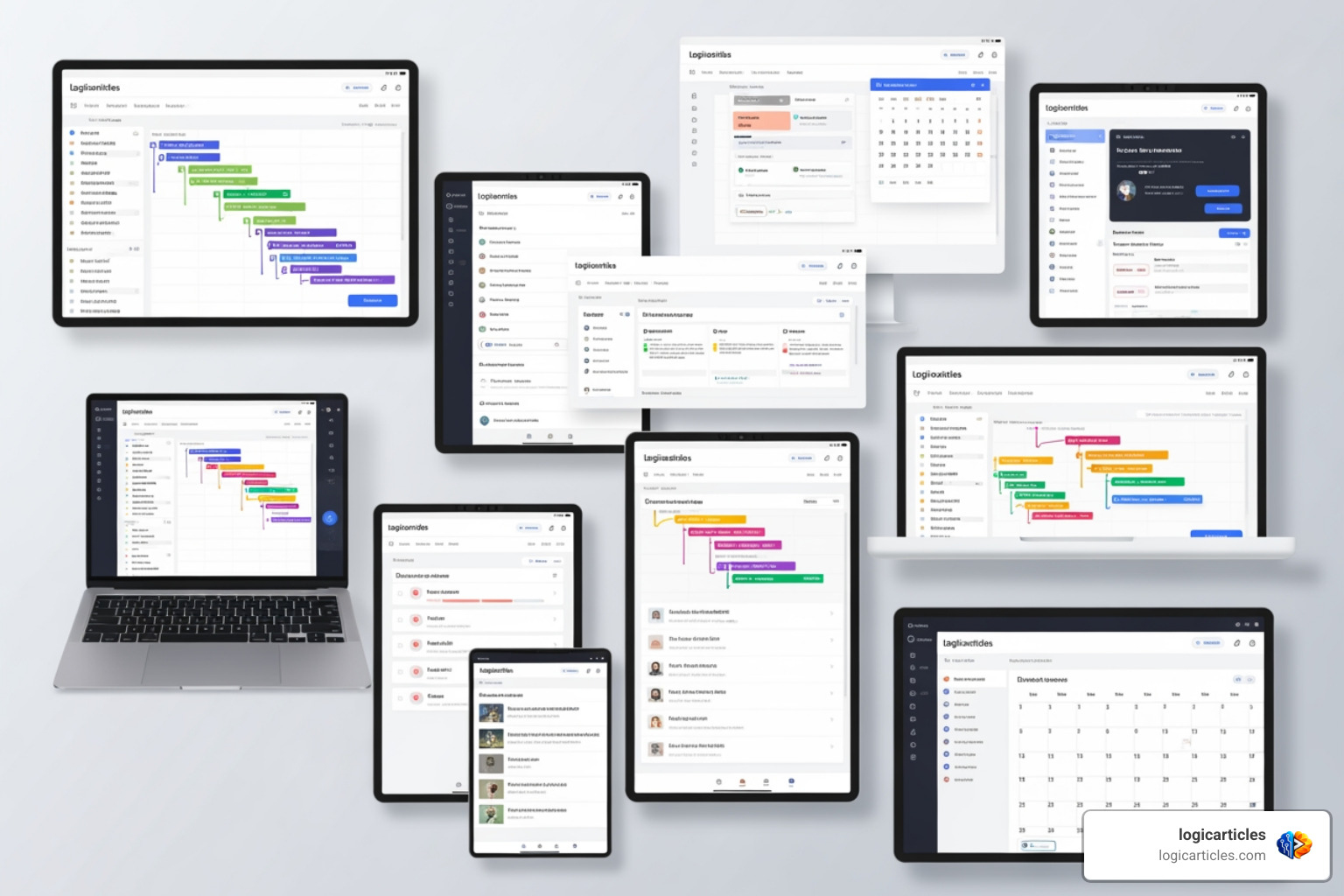 A collection of different task management app interfaces showing various layouts