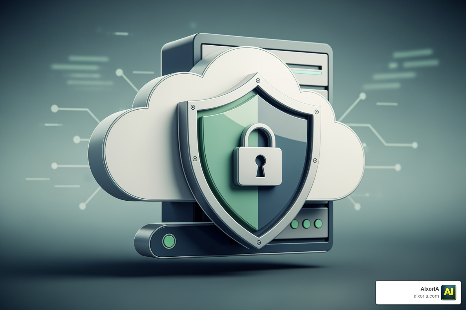 Secure cloud server icons representing data protection and accessibility