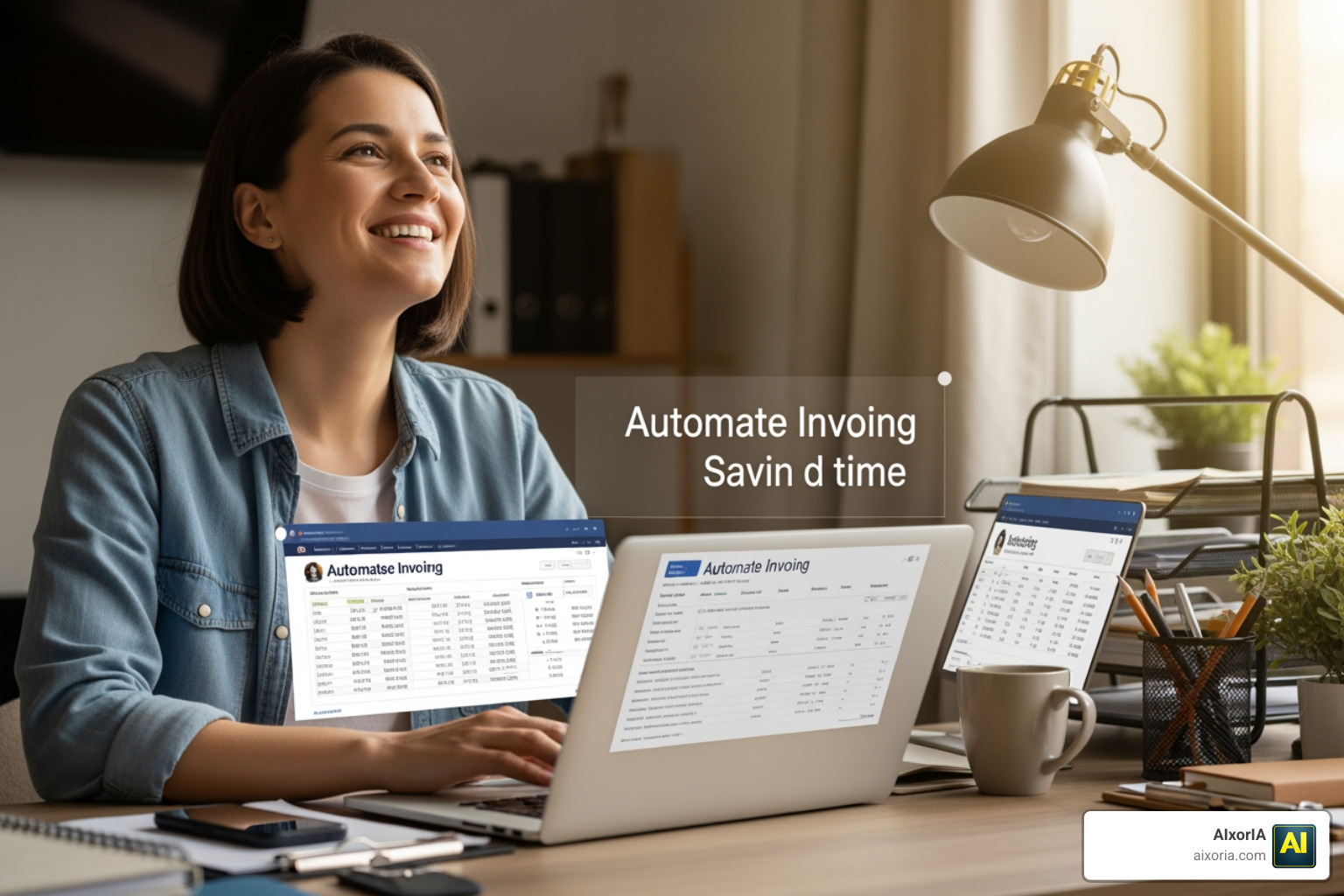 Small business owner saving time through automation