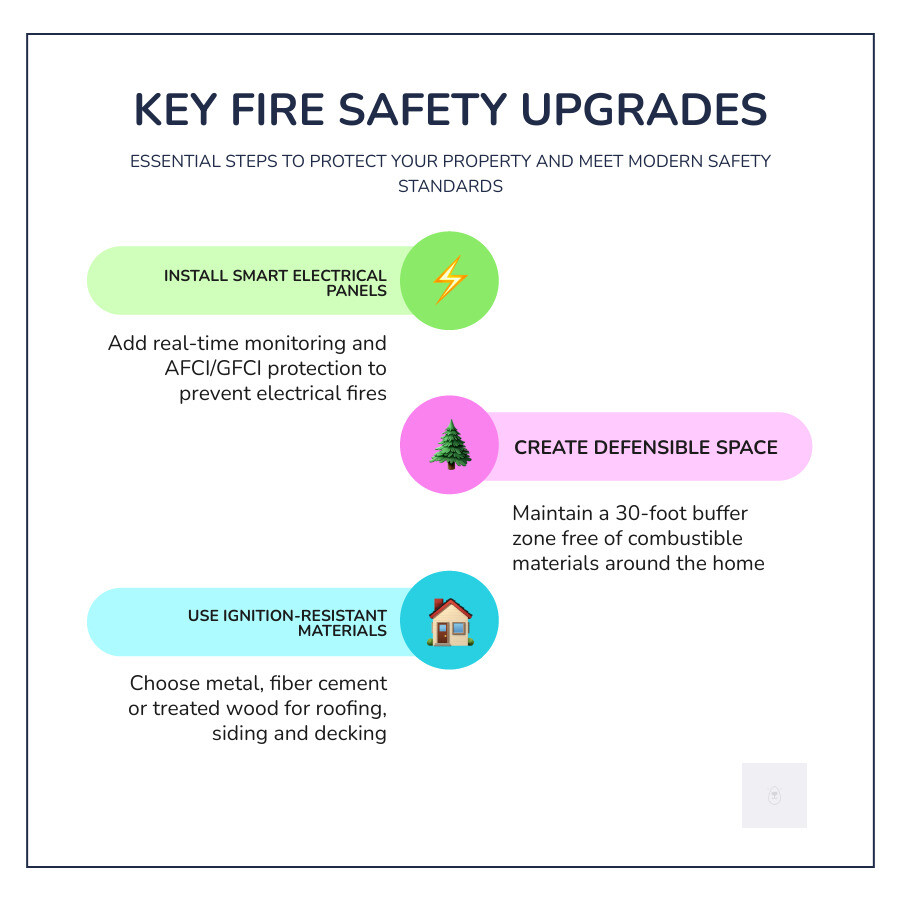 Property Upgrades and Safety: From Flooring to Demolition 5 Infographic showing fireproof house upgrades infographic