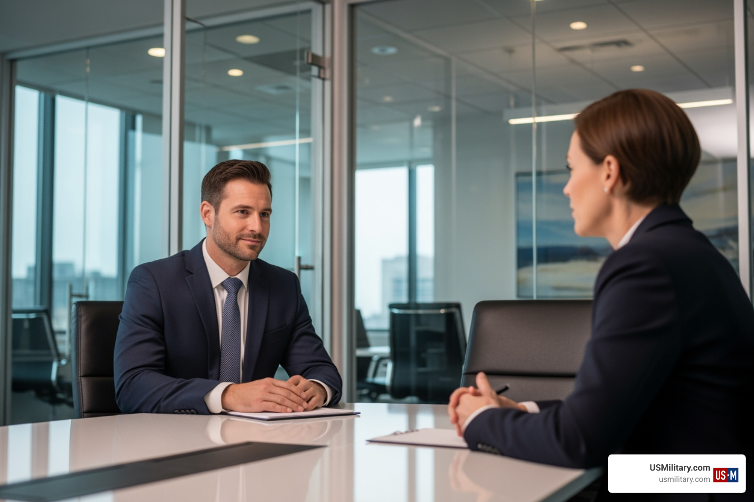 veteran in a job interview veteran in a job interview