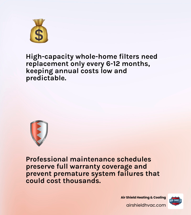 annual maintenance costs and filter replacement frequency infographic infographic