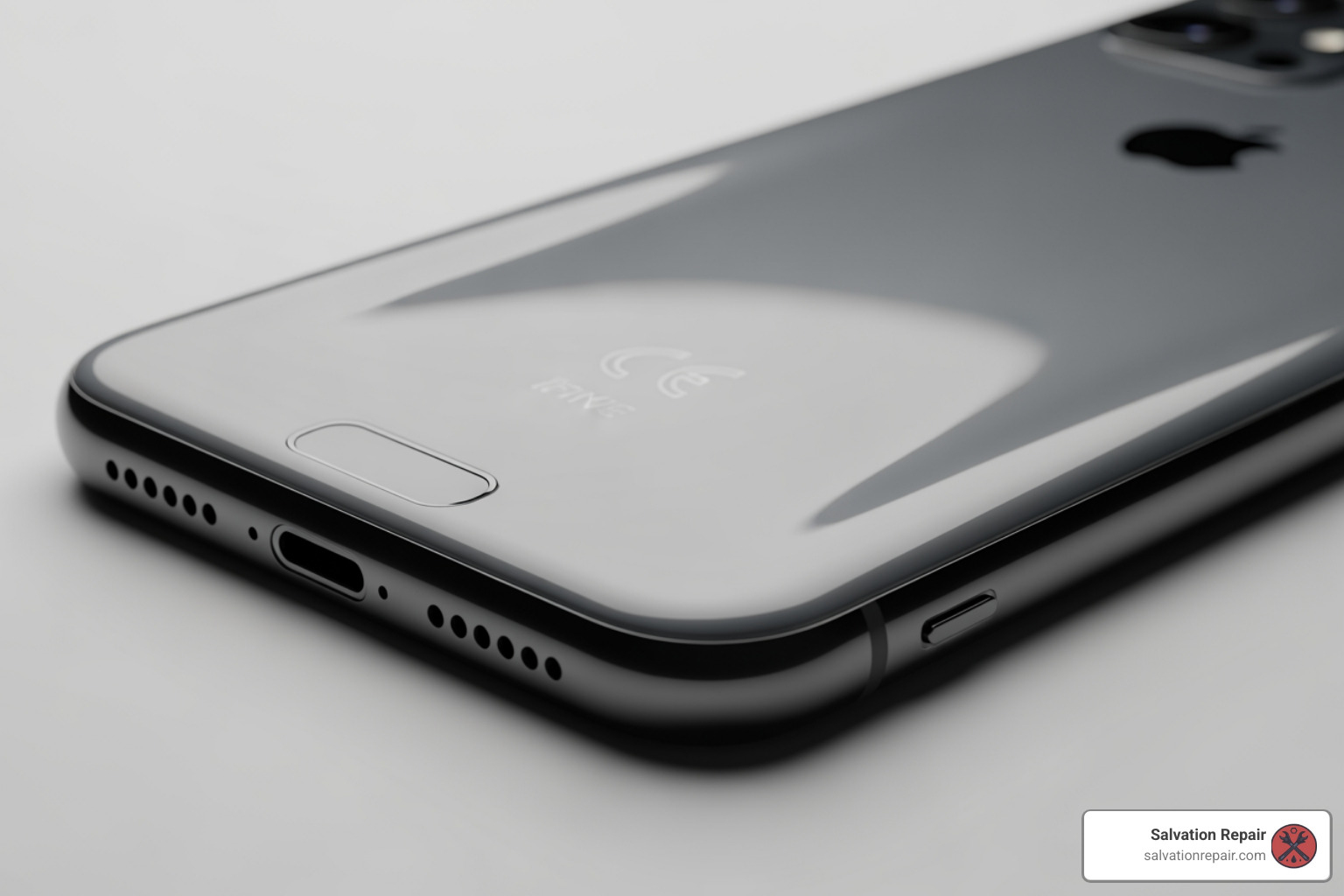 smartphone with a slightly swollen back panel indicating battery failure