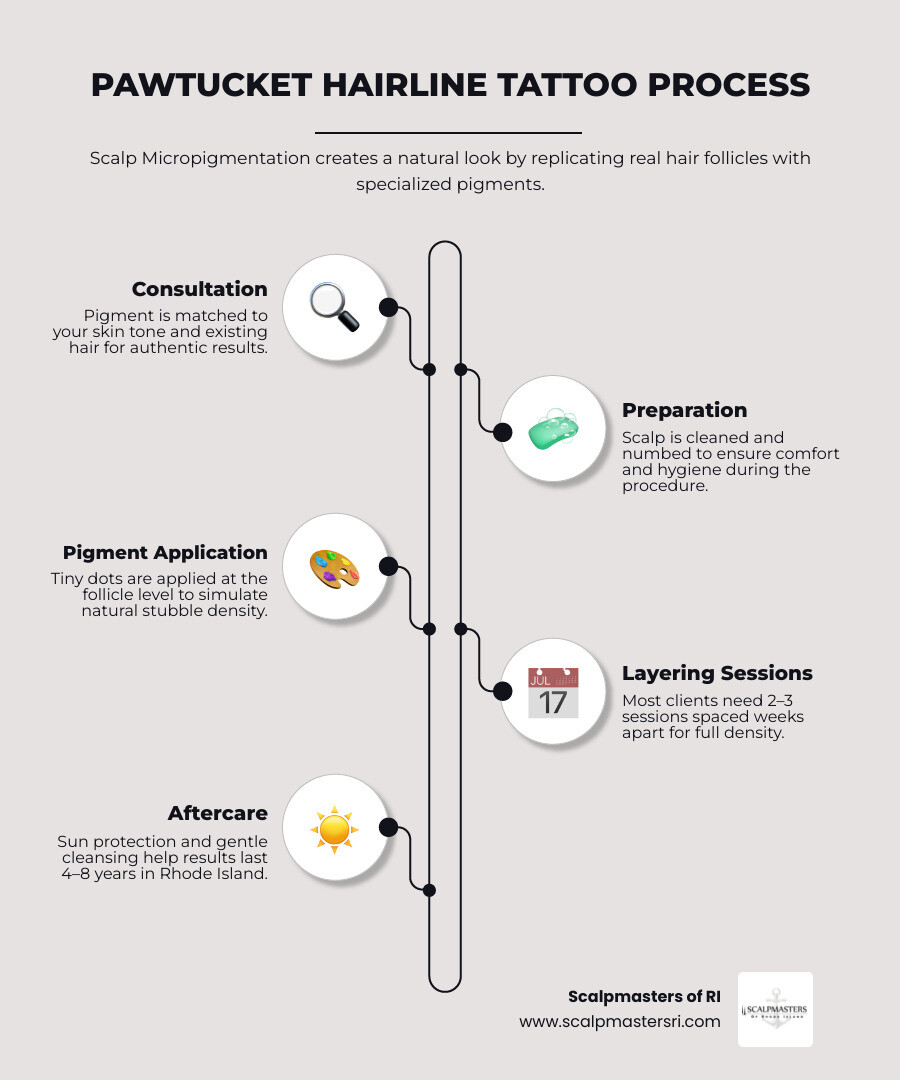 Infographic showing SMP process steps and hair density restoration benefits for Pawtucket and Central Falls residents Infographic showing SMP process steps and hair density restoration benefits for Pawtucket and Central Falls residents