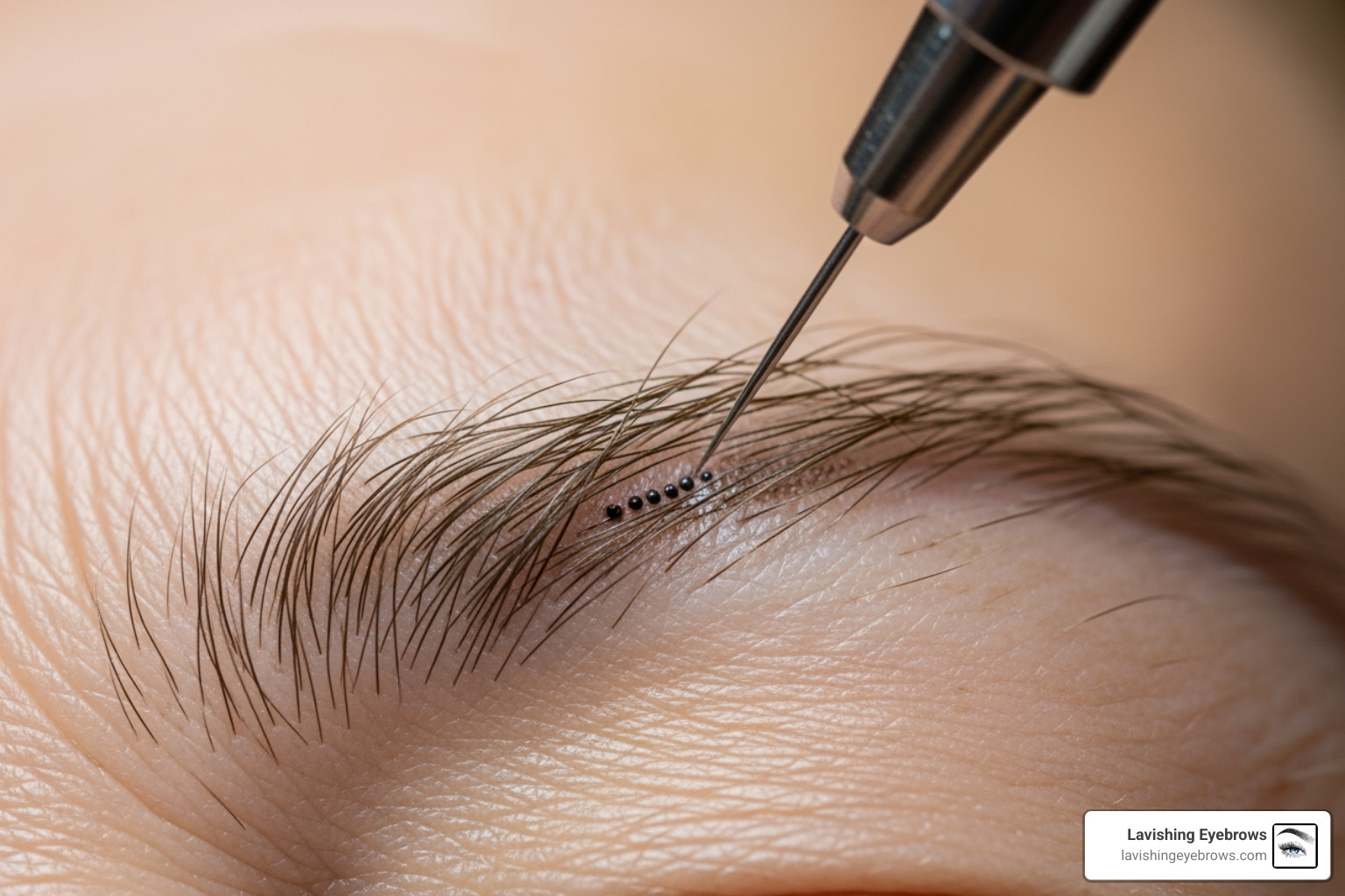 Nano Brow precision using a single needle on delicate mature skin