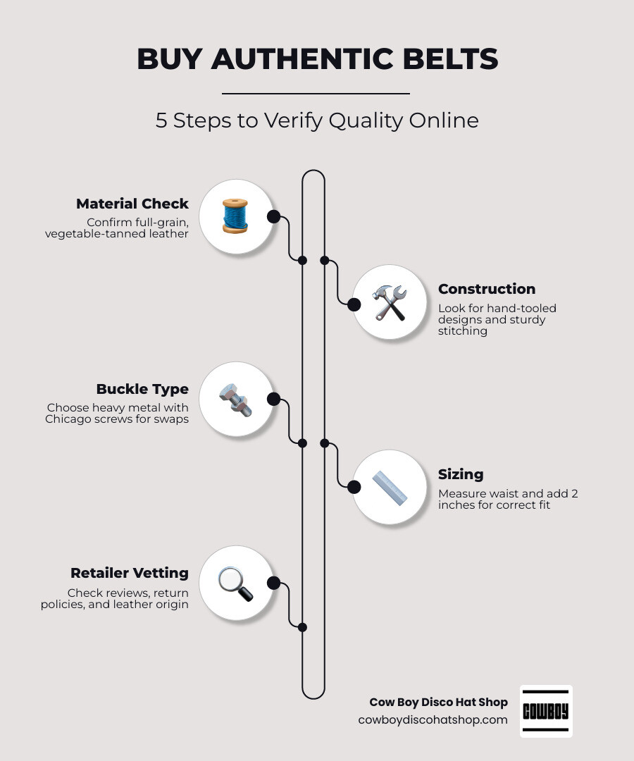 infographic showing top places to buy authentic cowboy belts online with price ranges and key features infographic