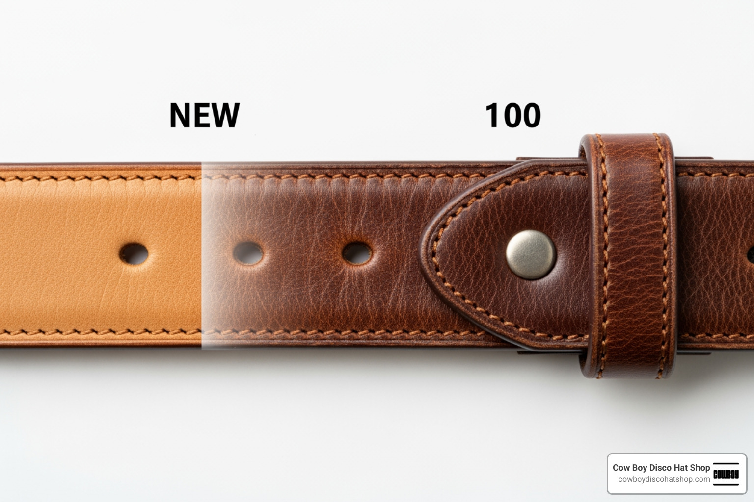 Leather patina development over 10 years showing the darkening and softening of full-grain leather Leather patina development over 10 years showing the darkening and softening of full-grain leather