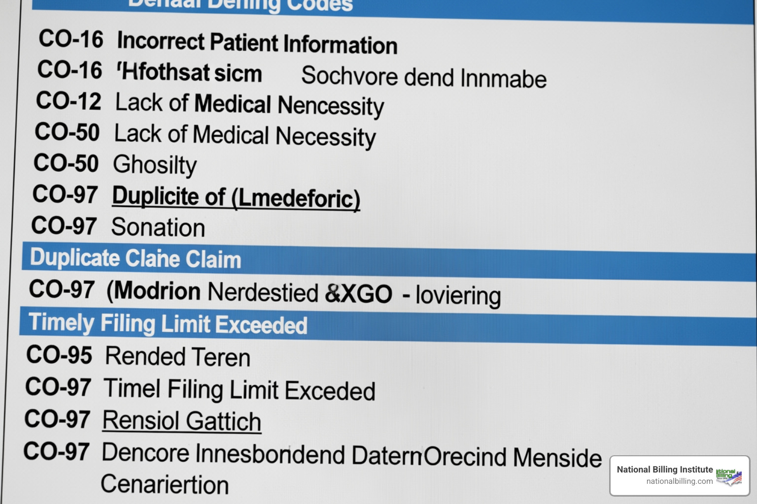 categorized list of insurance denial codes and reasons categorized list of insurance denial codes and reasons