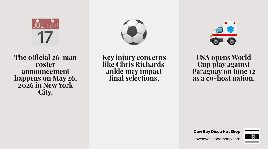 USMNT 2026 World Cup roster breakdown by position with key players and announcement date infographic USMNT 2026 World Cup roster breakdown by position with key players and announcement date infographic
