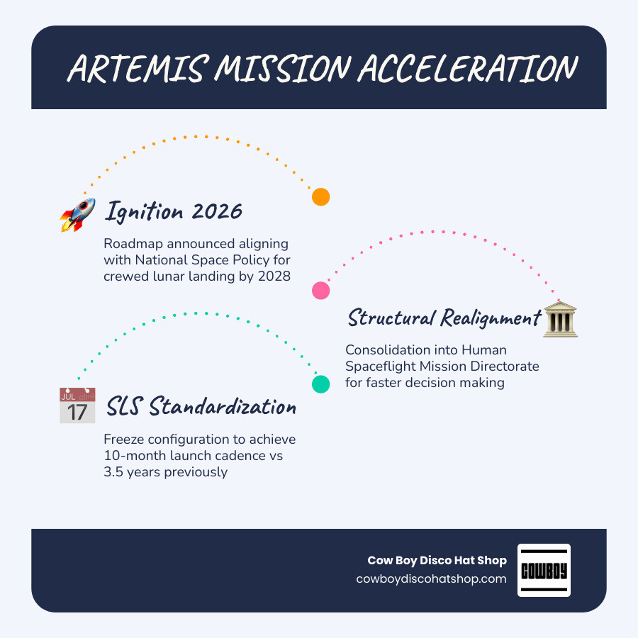 Stats showing target launch cadence of SLS every 10 months vs. historical 3.5 years infographic