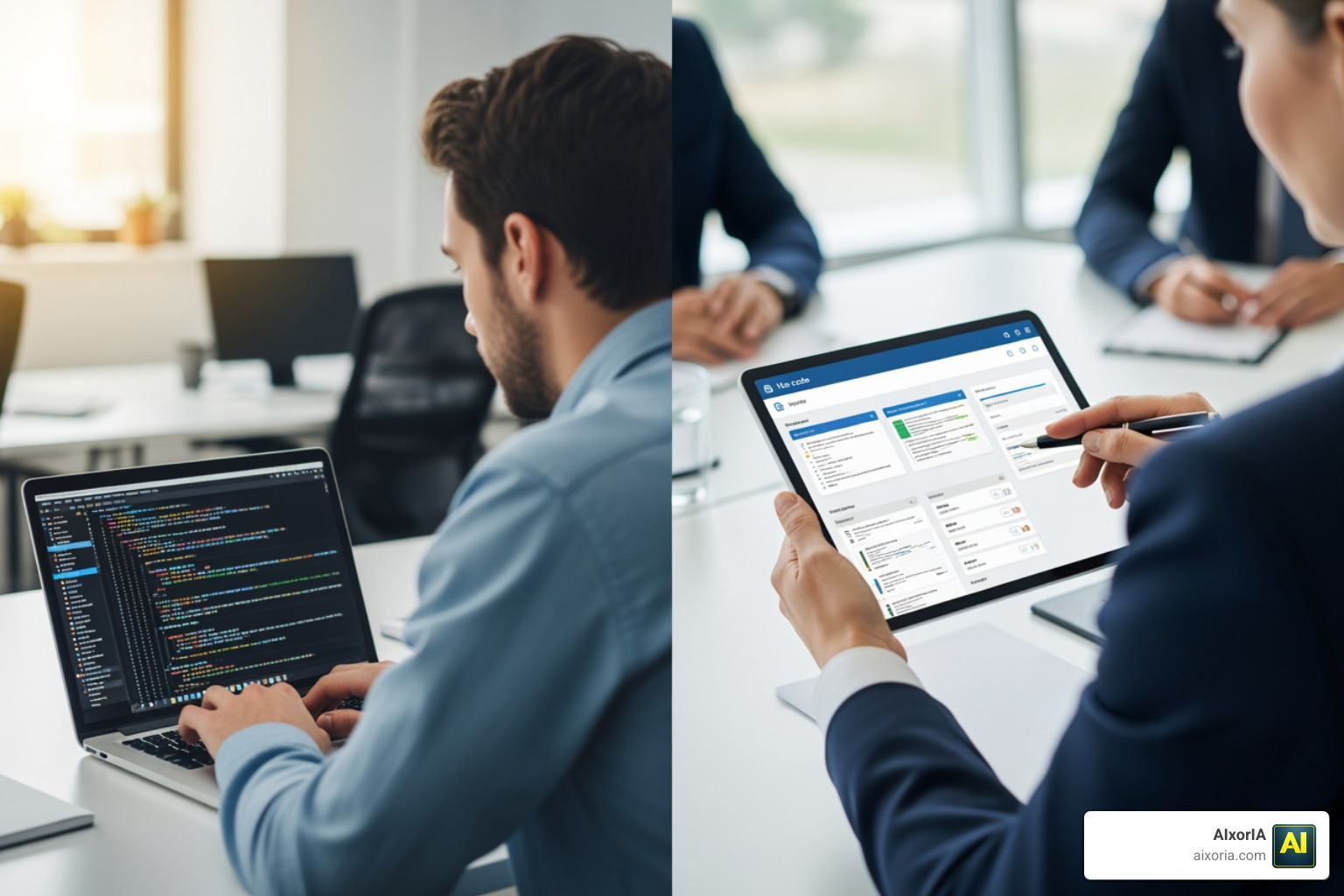 Visual comparison of developer-first code frameworks vs business-user no-code dashboards