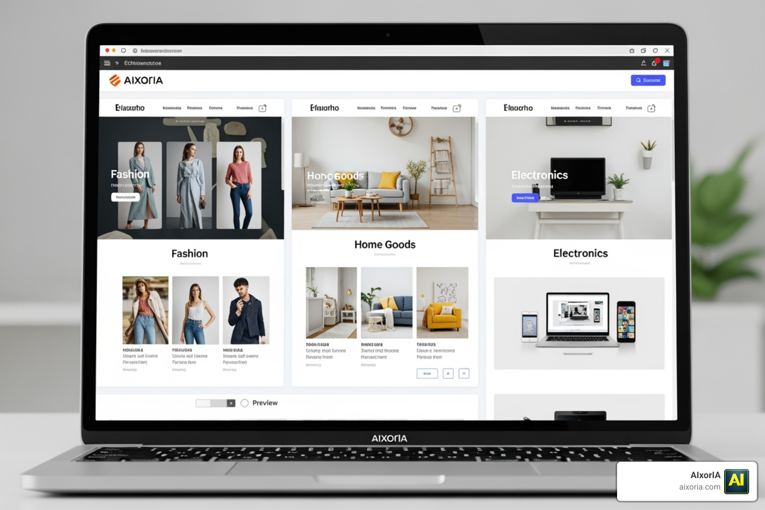 A showcase of various customizable eCommerce themes for different industries