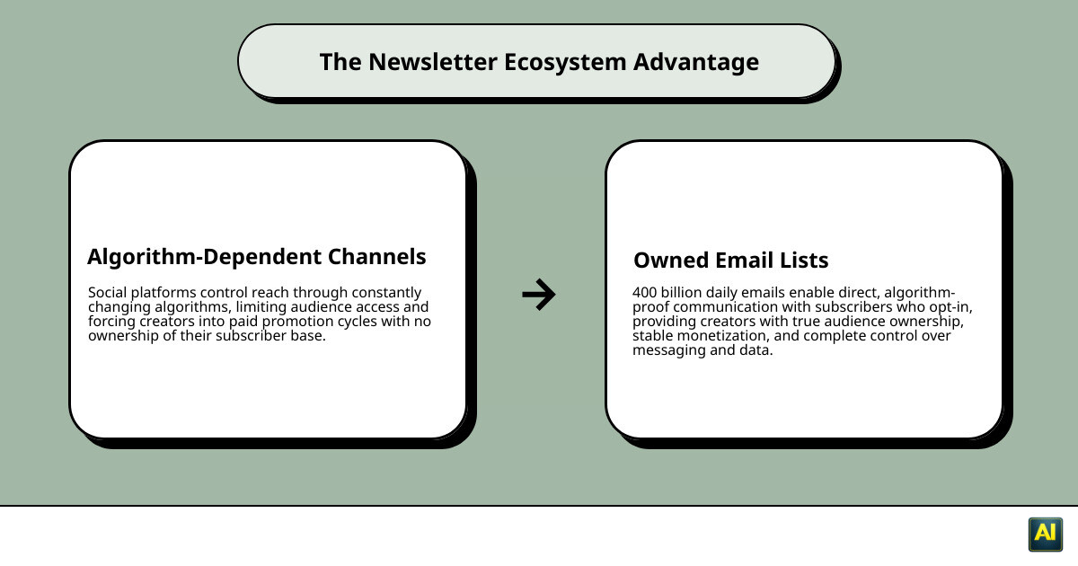 newsletter ecosystem and monetization funnel in 2026 showing subscriber journey from signup to revenue infographic