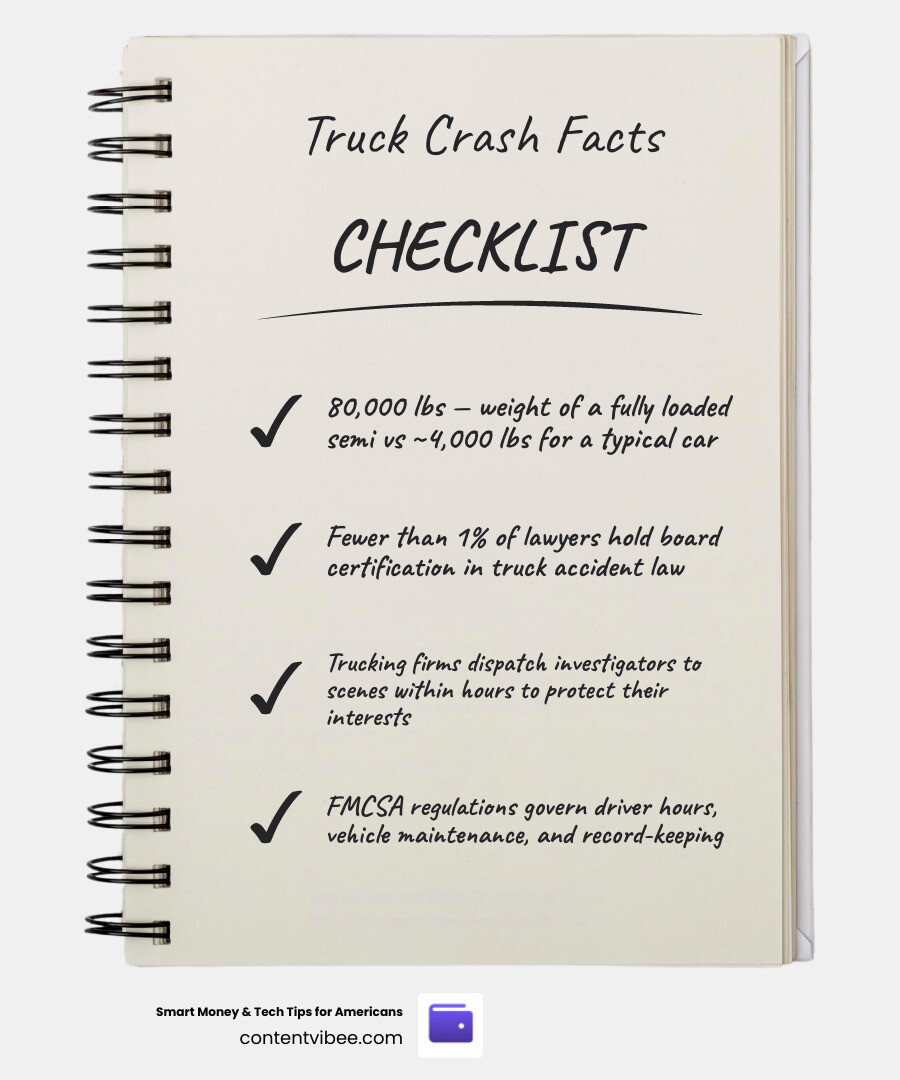 Truck accident statistics, fatality rates, and key facts for victims in 2026 infographic