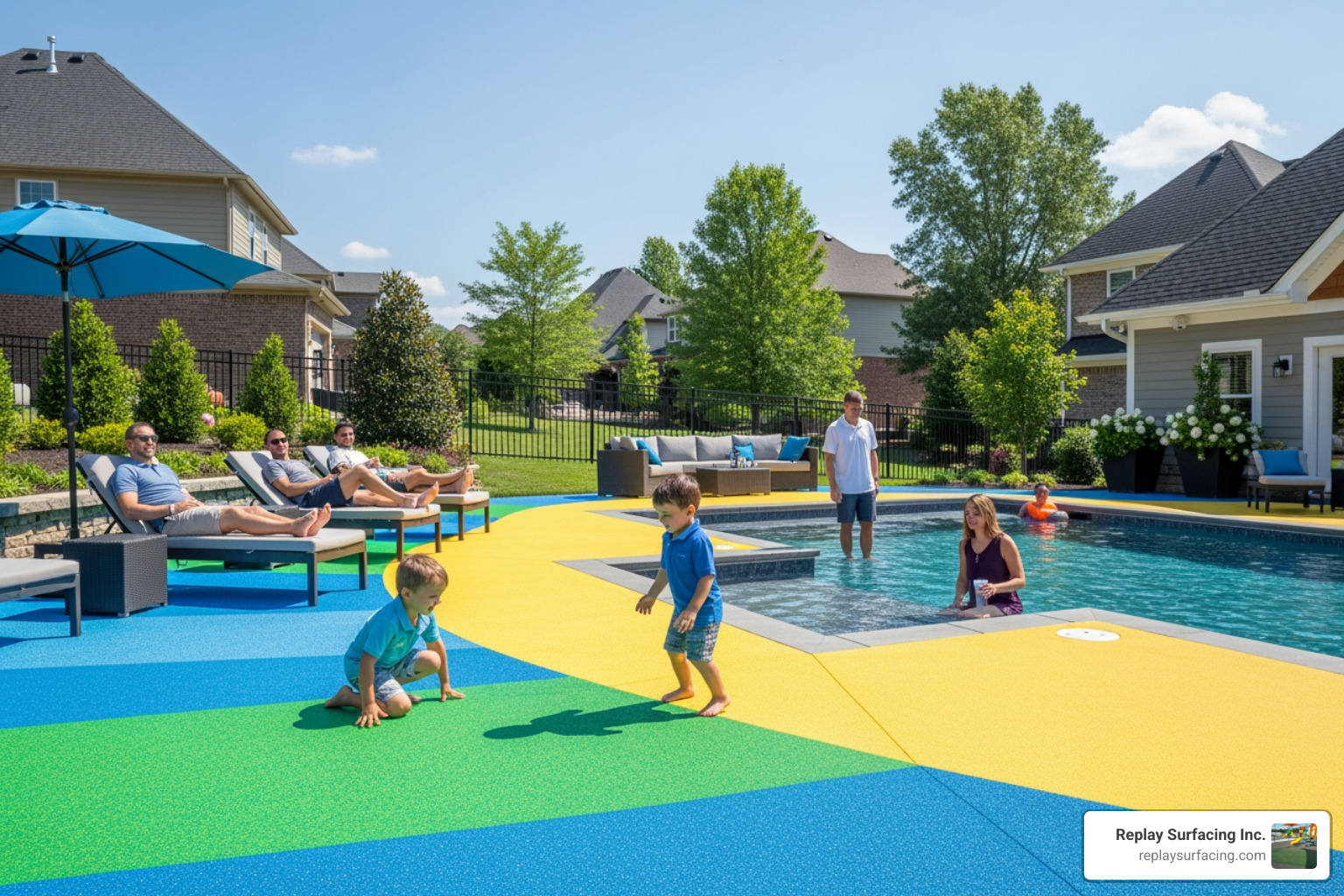 Slip-resistant rubber pool deck in Nashville providing thermal comfort and safety