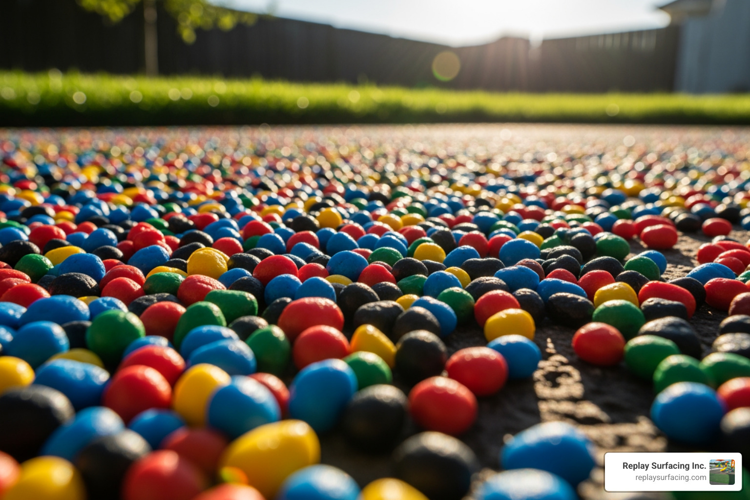 Vibrant EPDM rubber granules in various colors for custom backyard designs