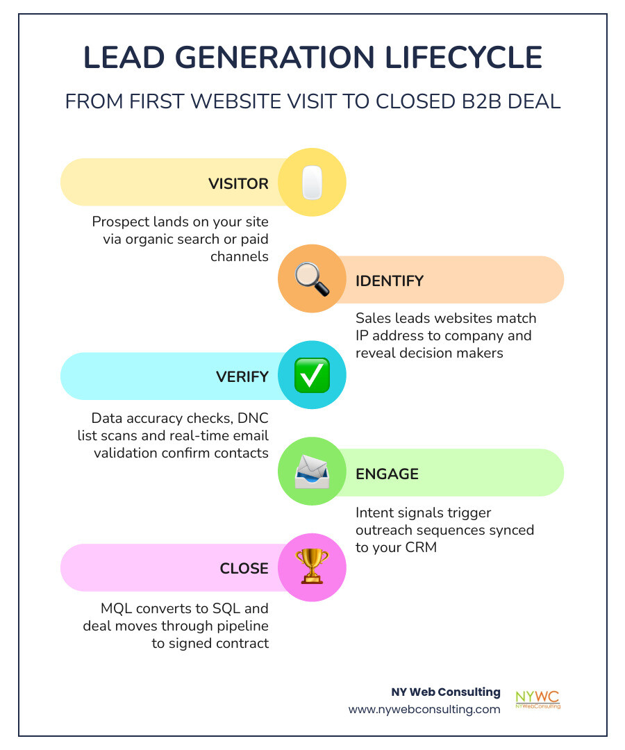 Lead generation lifecycle infographic from website visitor to closed deal with stages and conversion stats infographic Lead generation lifecycle infographic from website visitor to closed deal with stages and conversion stats infographic