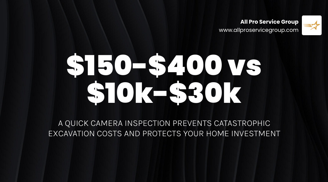 Comparison of camera inspection cost vs. major excavation repair infographic
