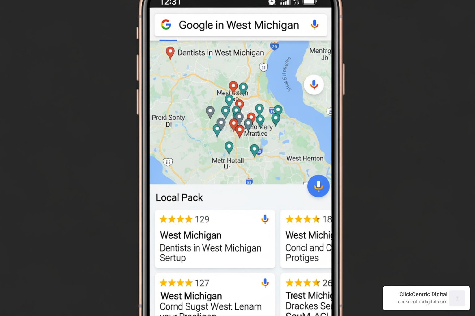 Google Local Pack results for dentists in West Michigan Google Local Pack results for dentists in West Michigan