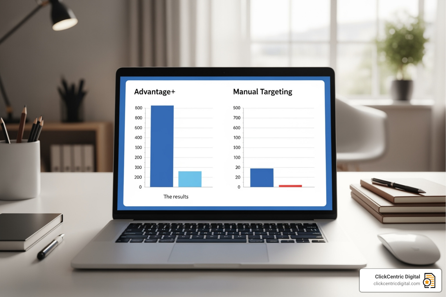 Graphic showing the performance lift of Advantage+ campaigns vs manual targeting Graphic showing the performance lift of Advantage+ campaigns vs manual targeting