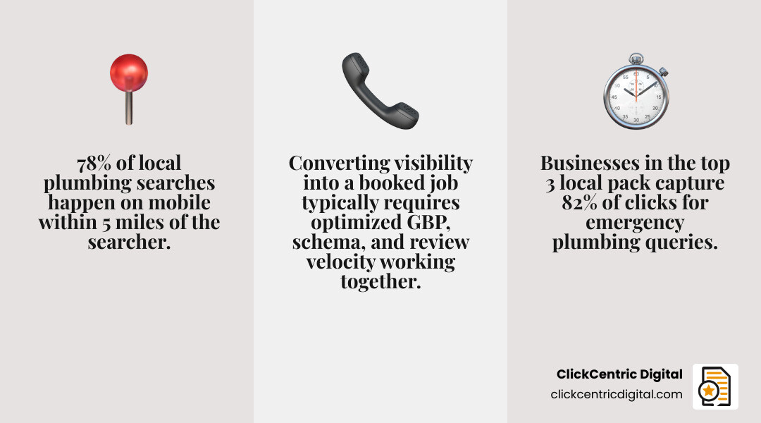 Plumbing local search conversion funnel from search to booked job infographic