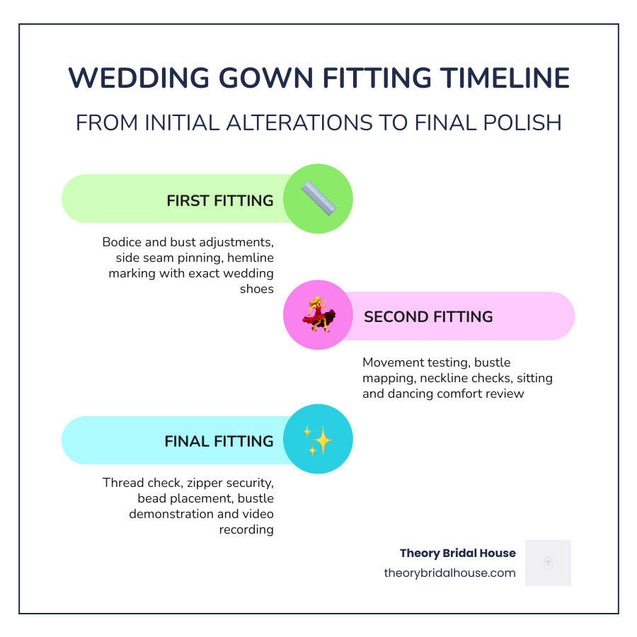 Infographic detailing the specific goals of each fitting stage: structural, movement, and final polish infographic