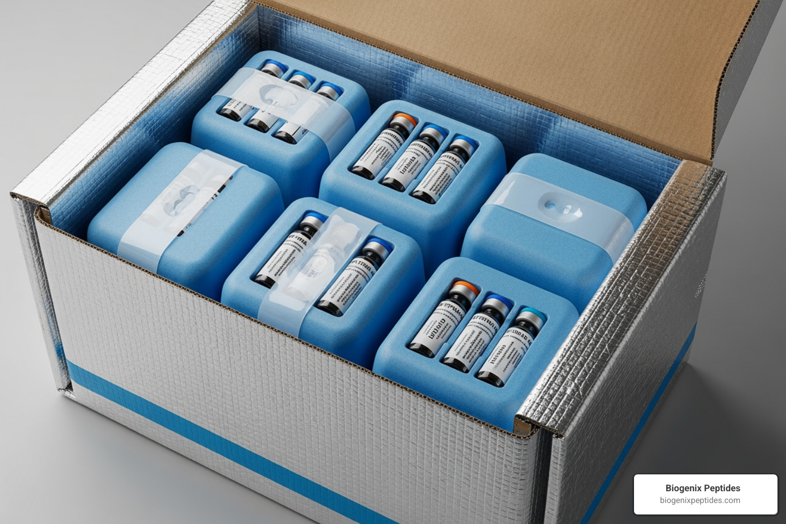 insulated peptide shipping box with cold packs